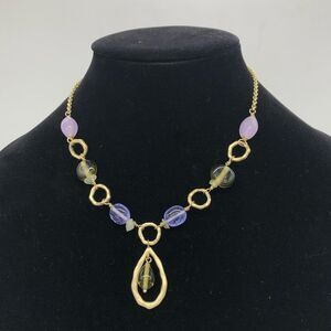 Lia Sophia Purple Faux Jade w/gold tone chain
